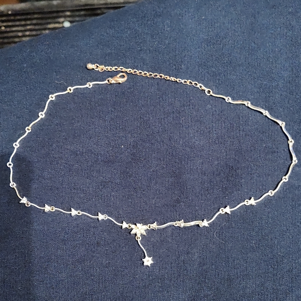 Avon Silver Necklace with Star and Flower Charms